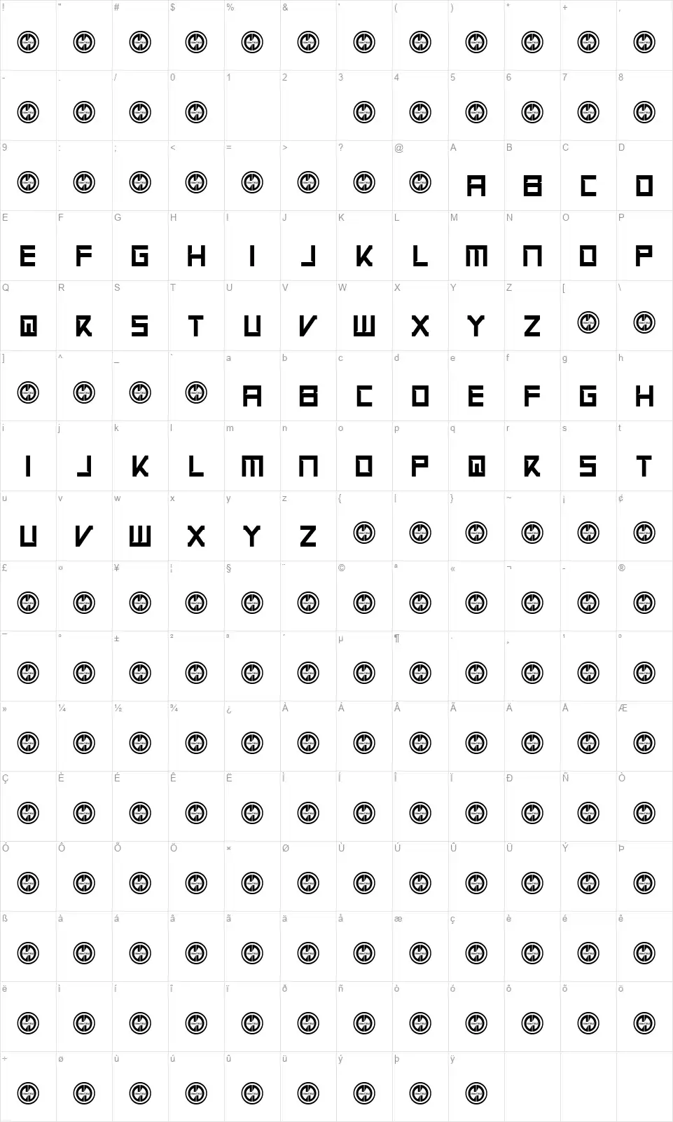 Apex Flunkeefont character map