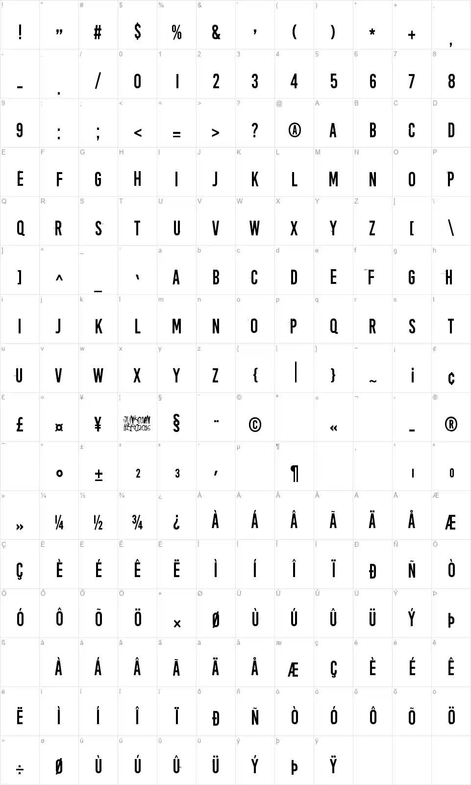 April Fools' Dayfont character map