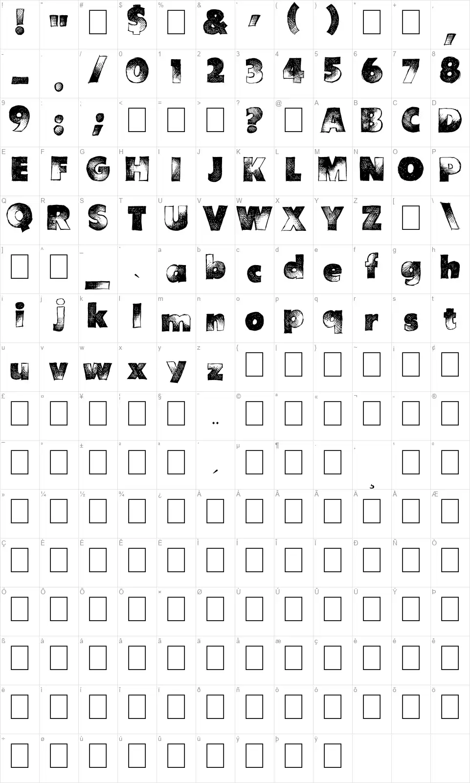 Are You Hung Upfont character map