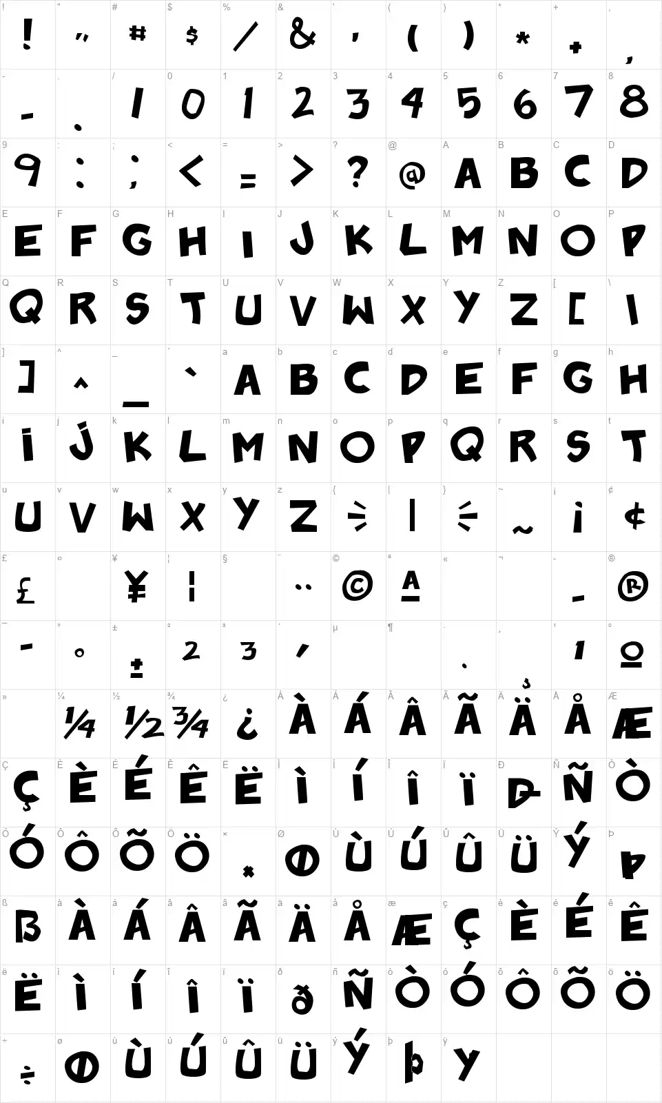 Badonk-A-Donk2font character map