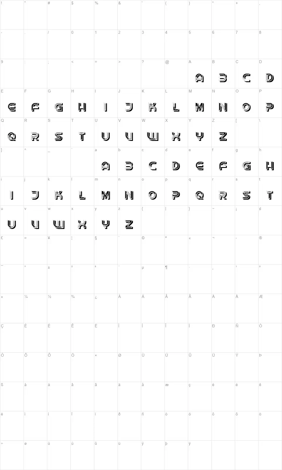 Basement Beatsfont character map