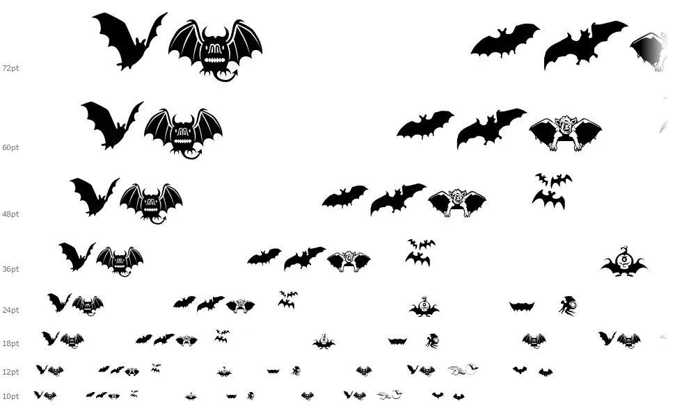 Bats Symbolsfont waterfall