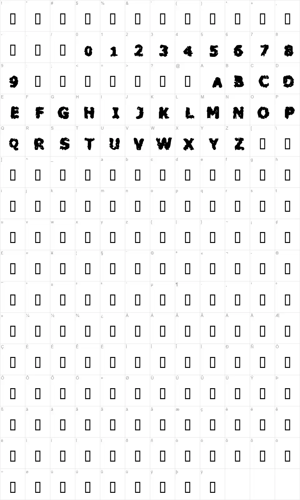 Blackfly Mambofont character map