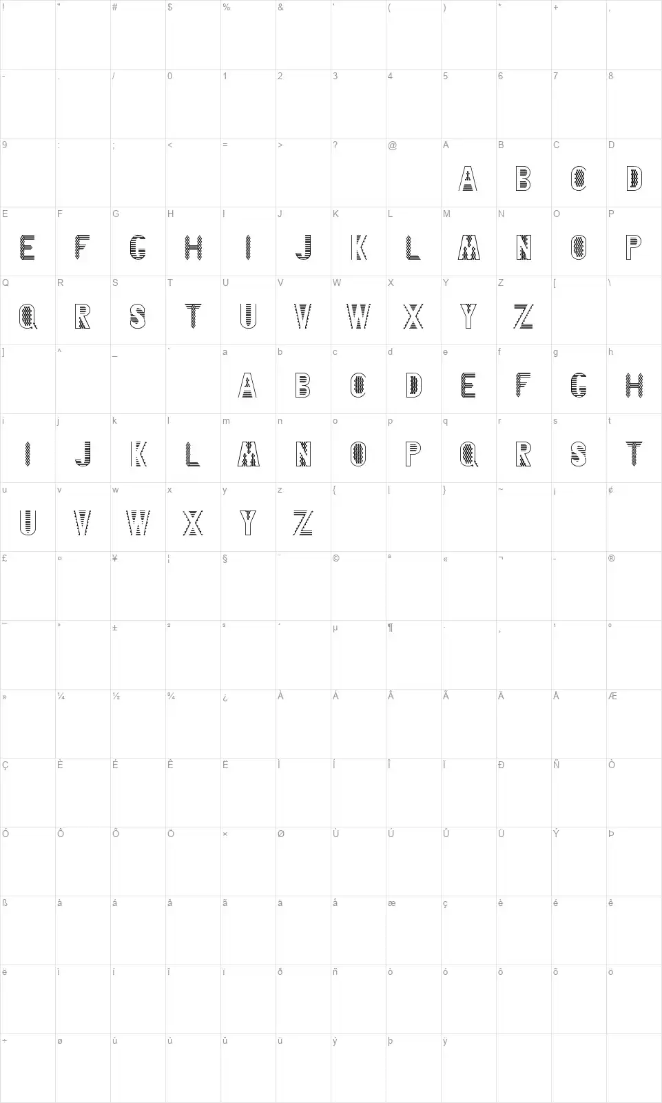 Blankenshipfont character map