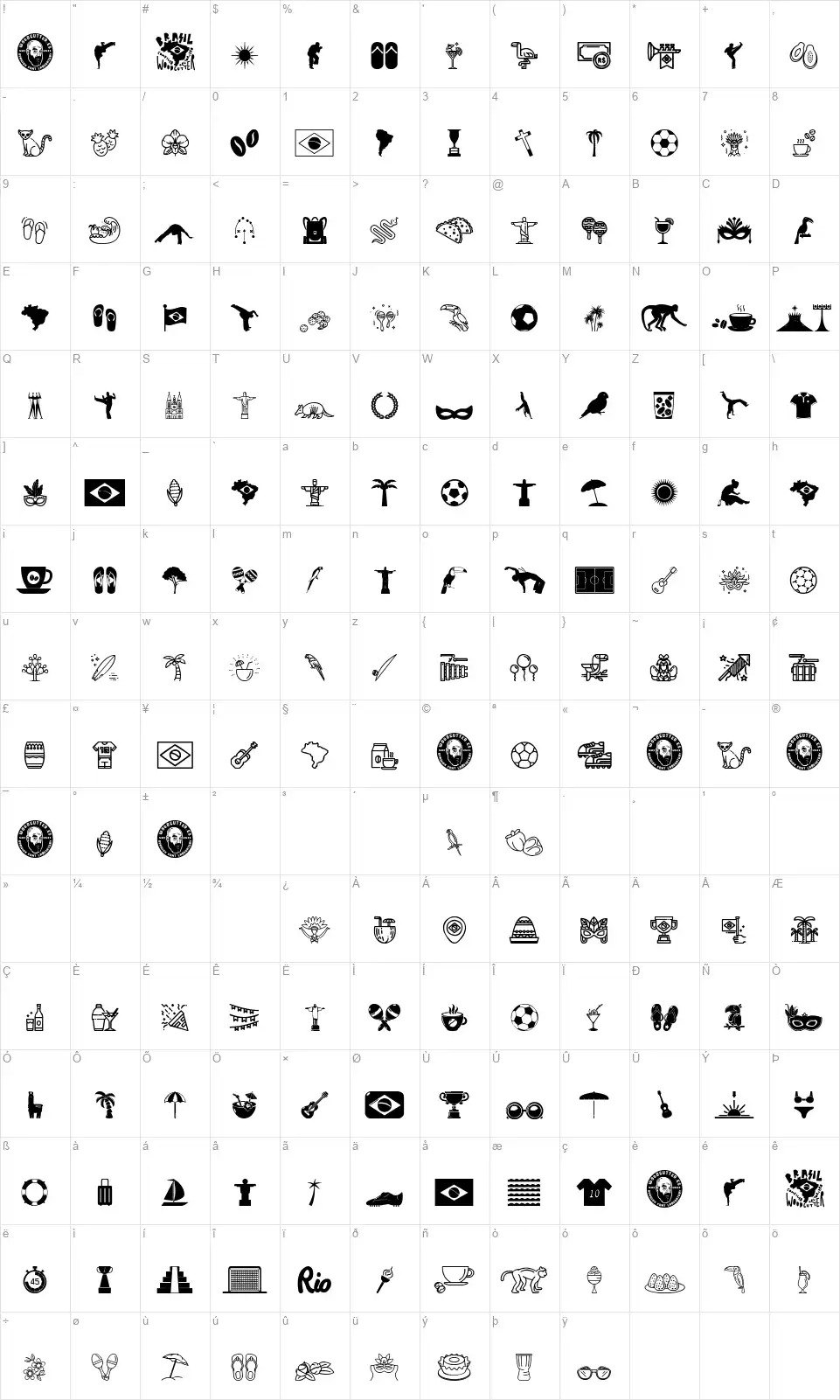 Brasil Iconsfont character map