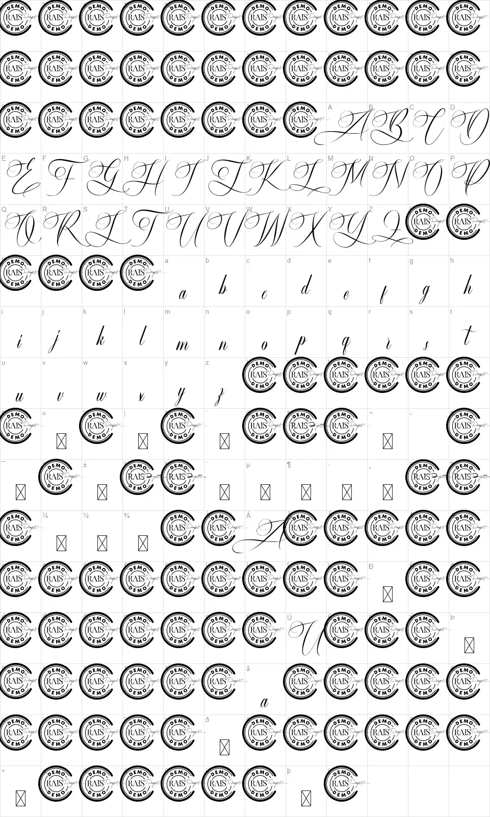 Britney Agathafont character map