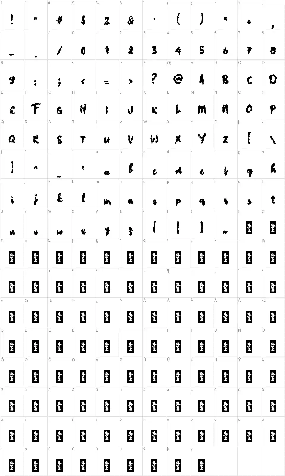 c Cubike Scriptfont character map