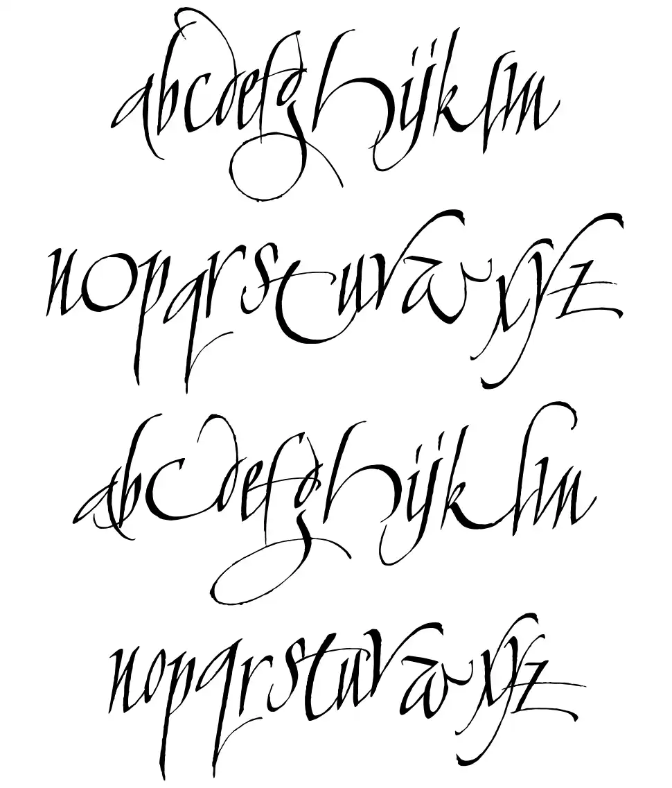 Calligraphunkfont specimens