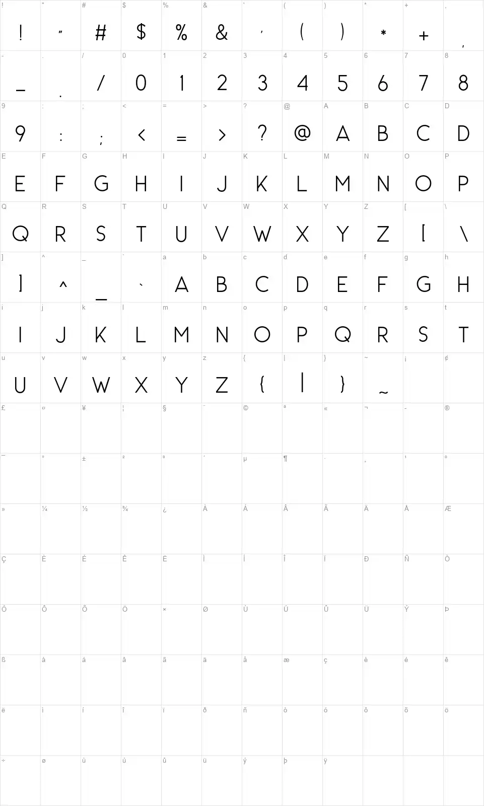 Carrolfont character map