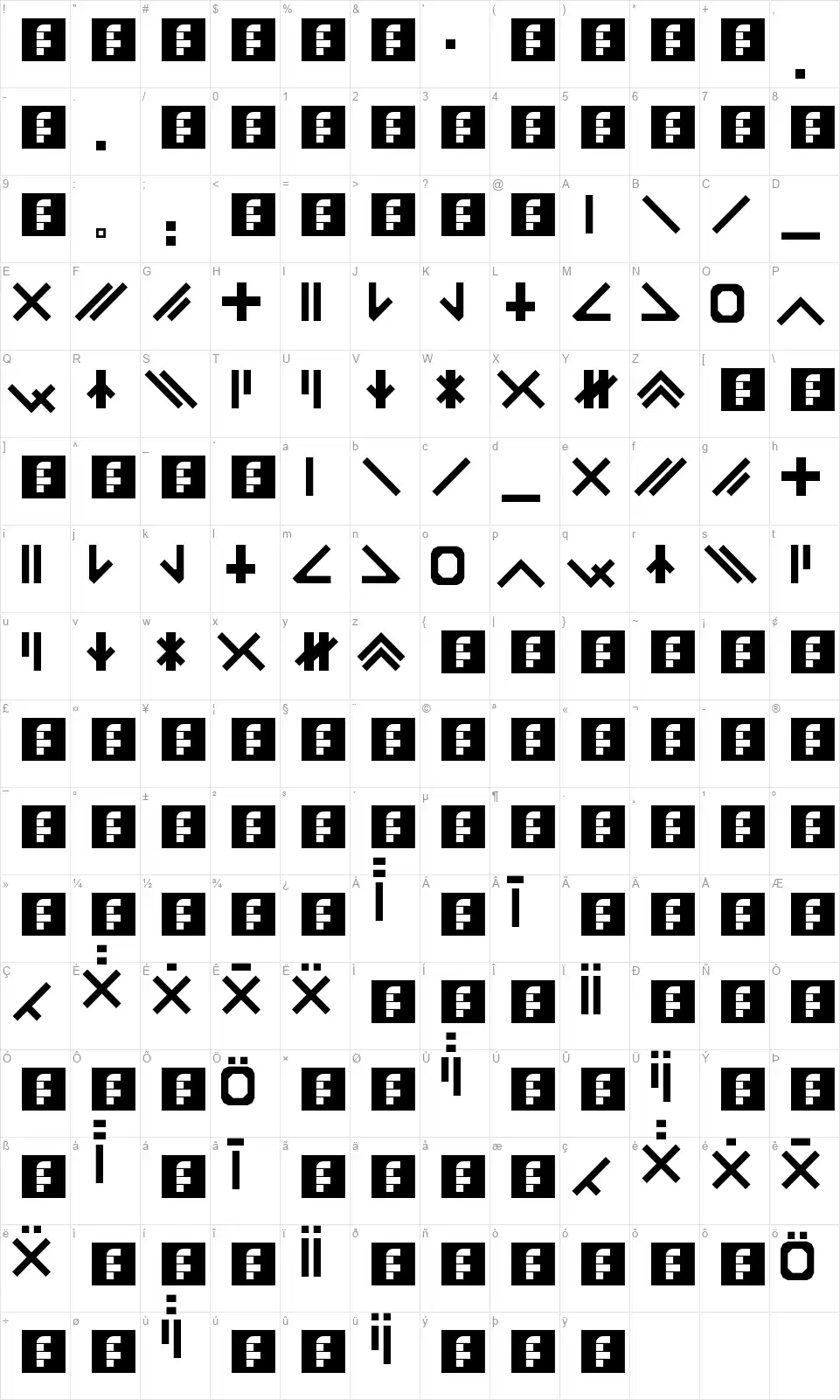 Catabasefont character map