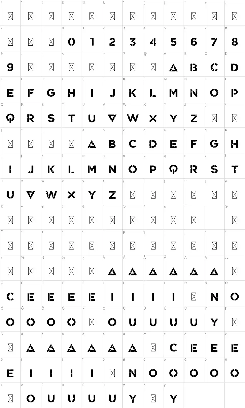 CF Game Of Chaosfont character map