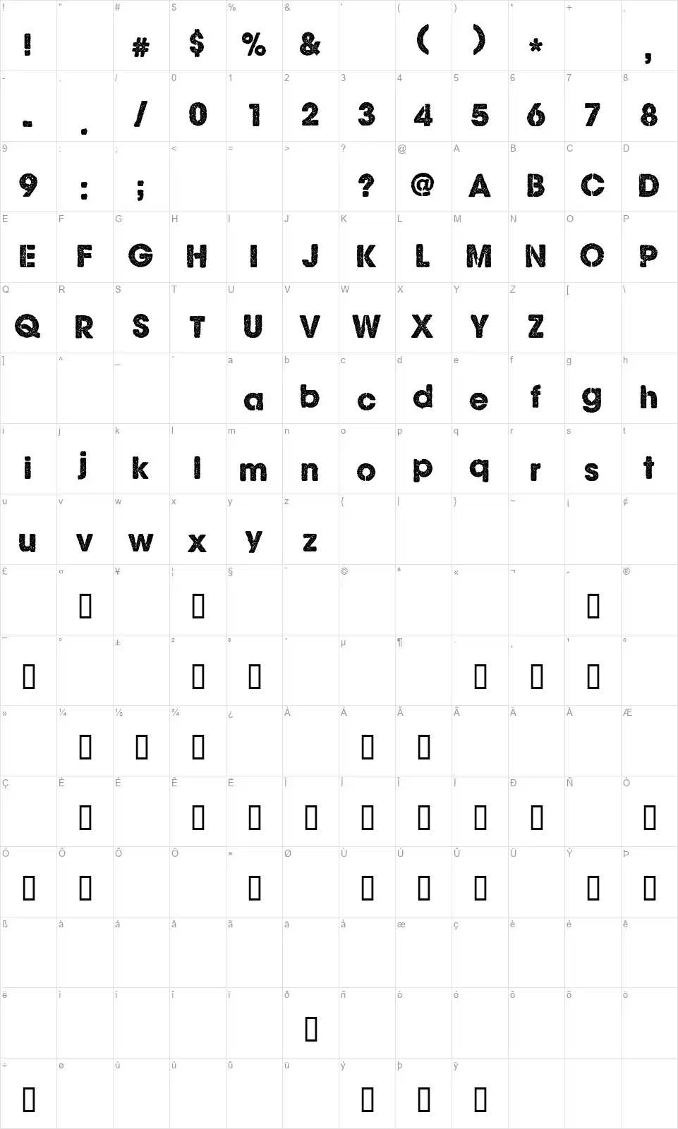 CF Ghost Storiesfont character map