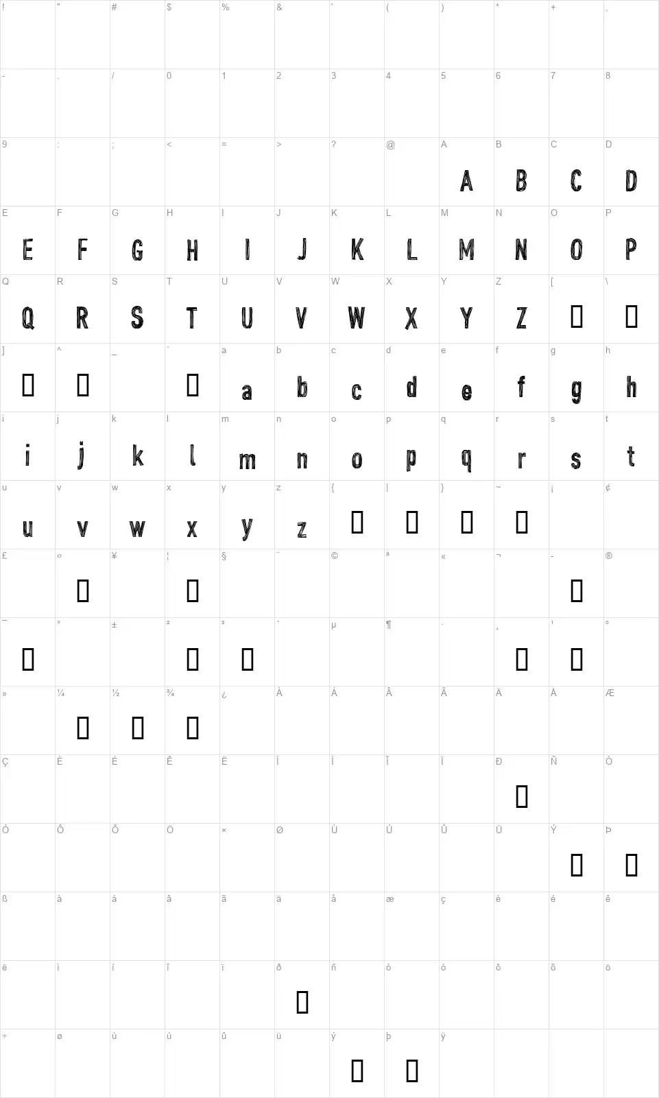 CF John Doefont character map