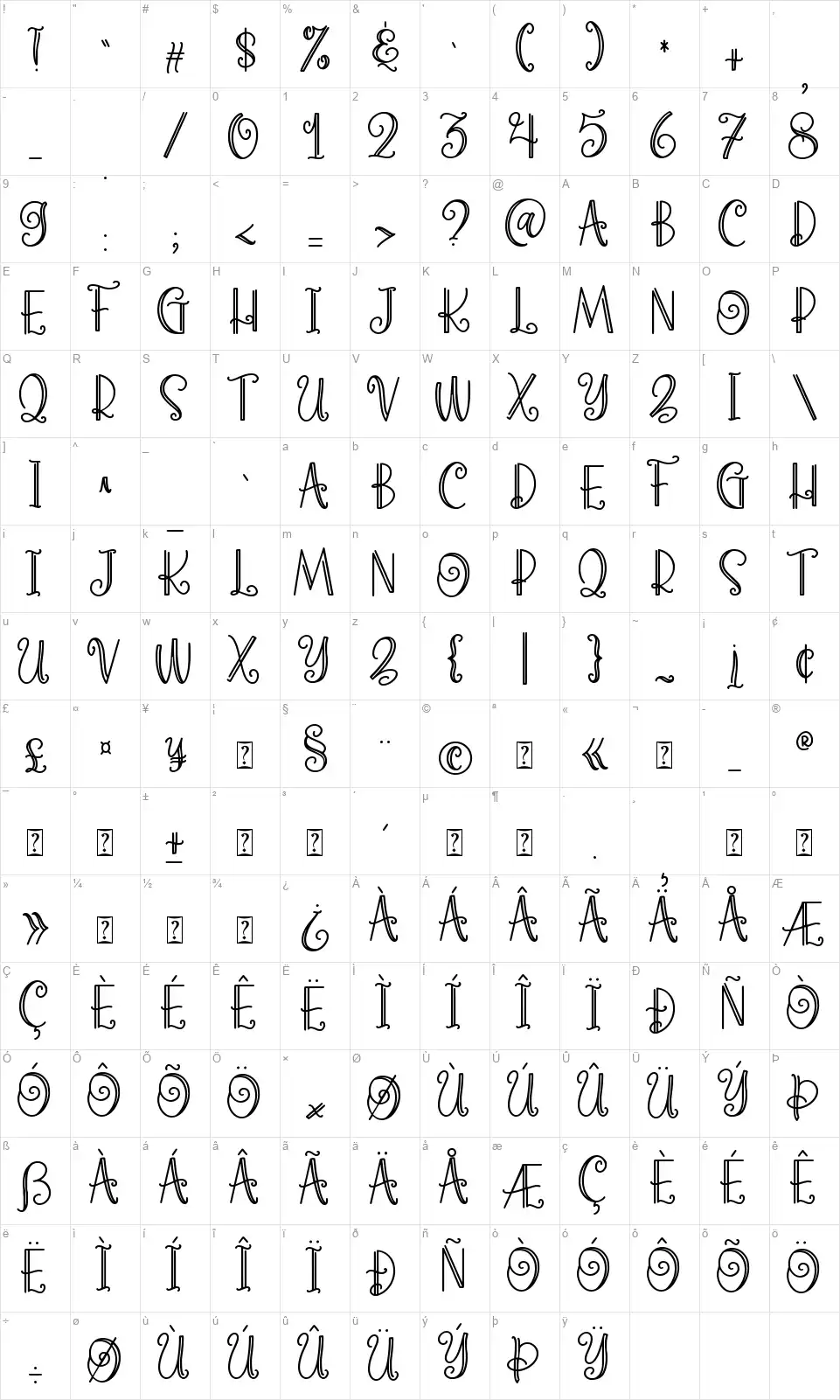 Cherry Parsleyfont character map