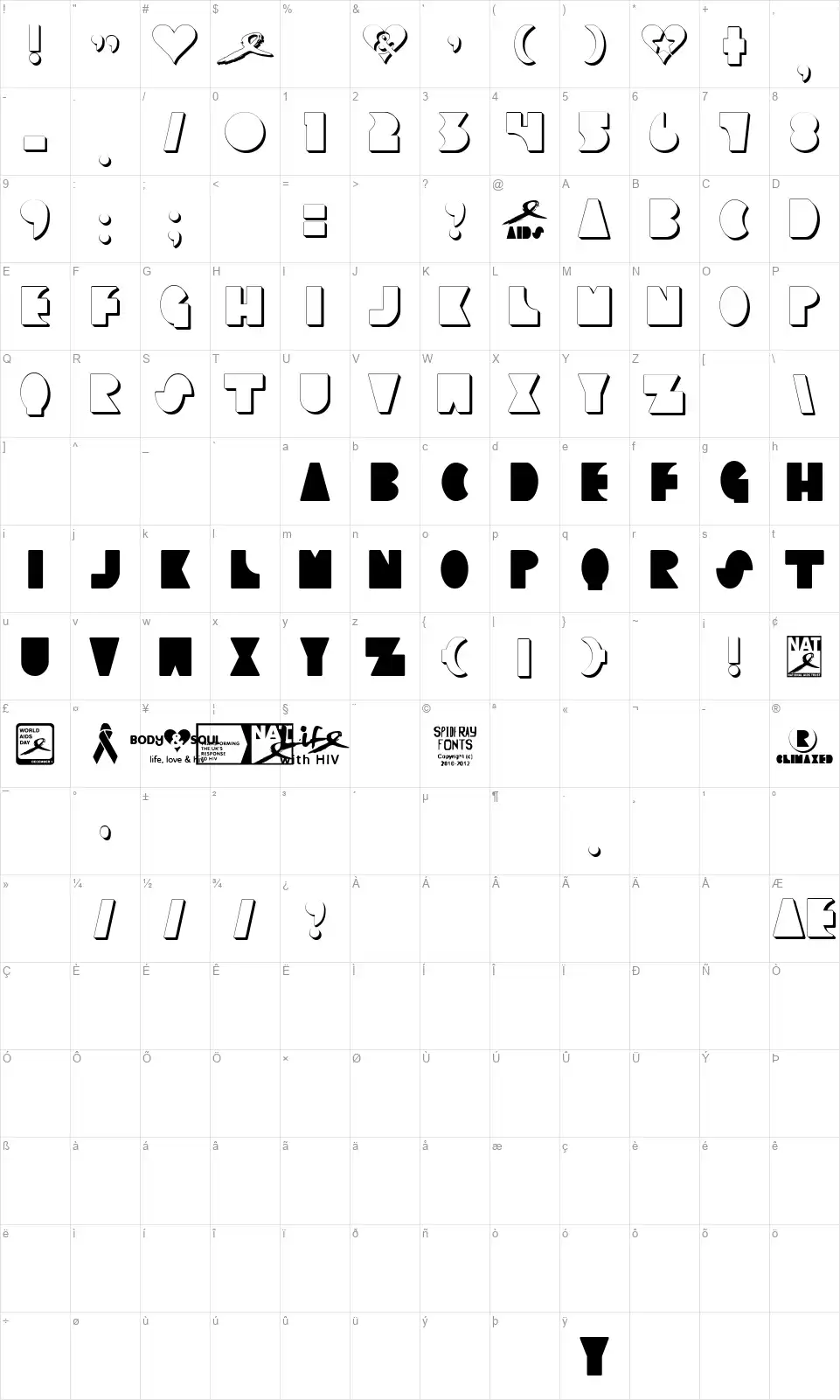 Climaxedfont character map