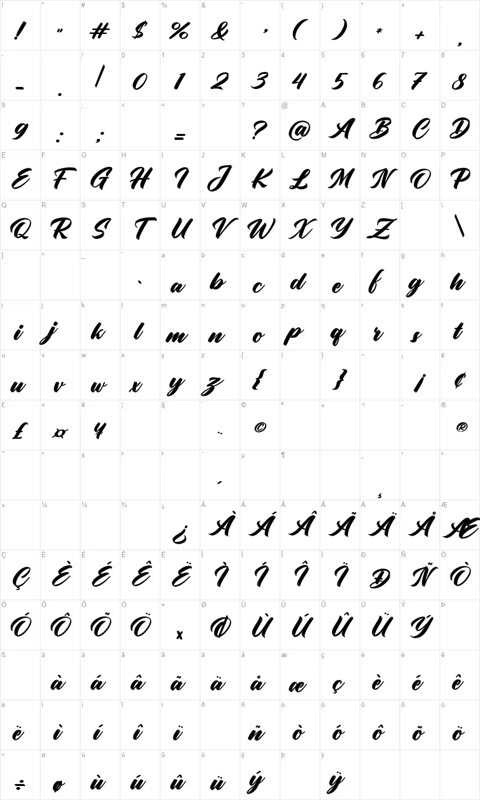 Confidential Informationfont character map