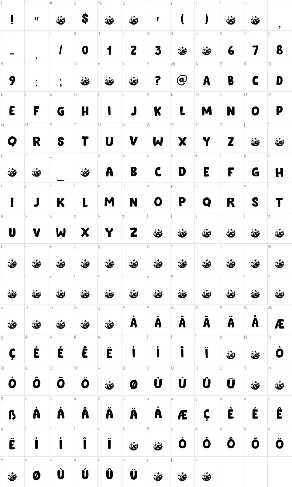 Cookie Supplyfont character map