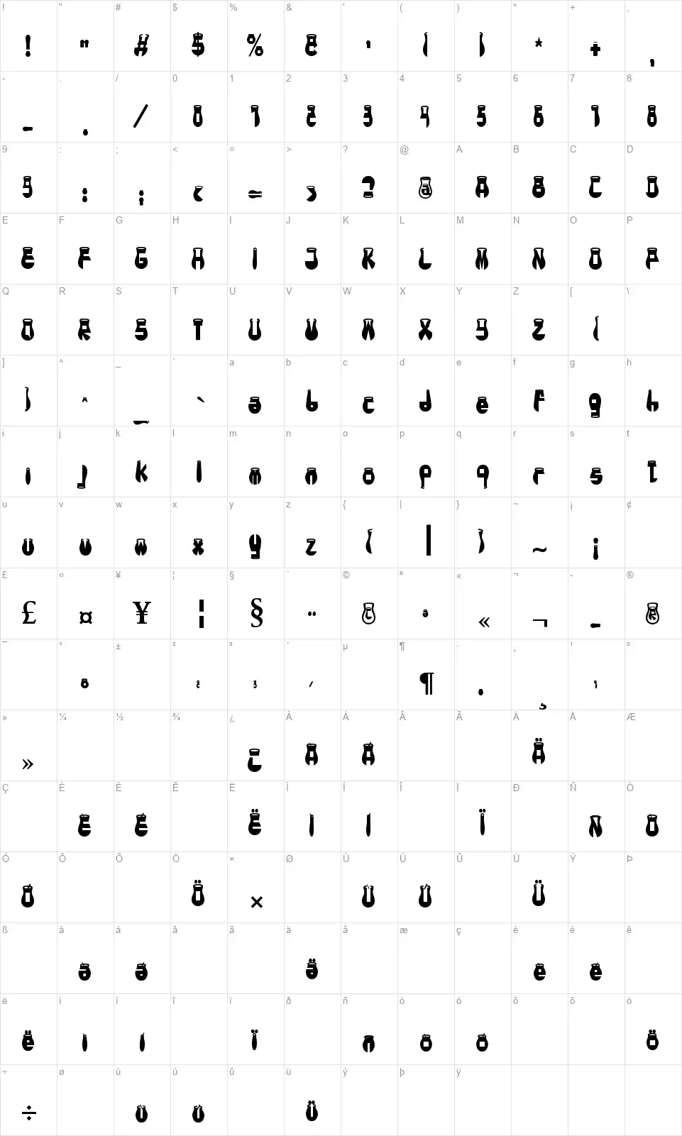 CotoCityfont character map
