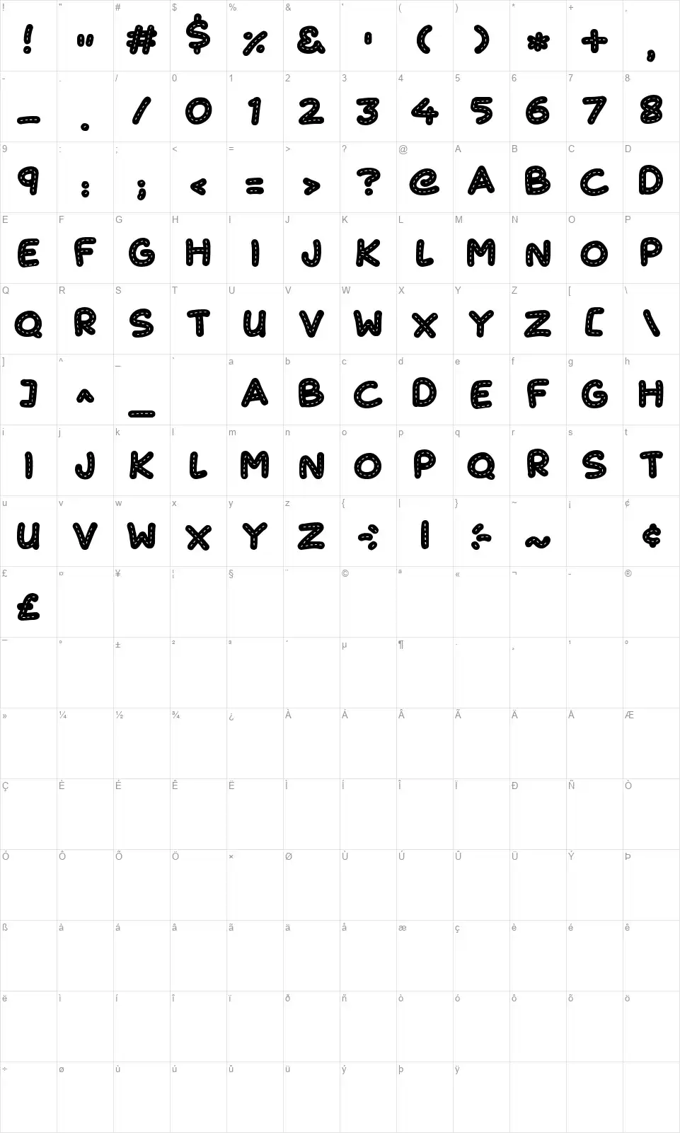 Cute Stitchfont character map