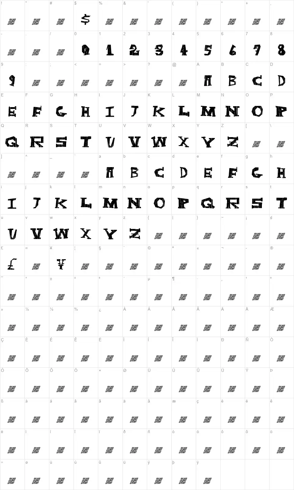 Dark Boxfont character map
