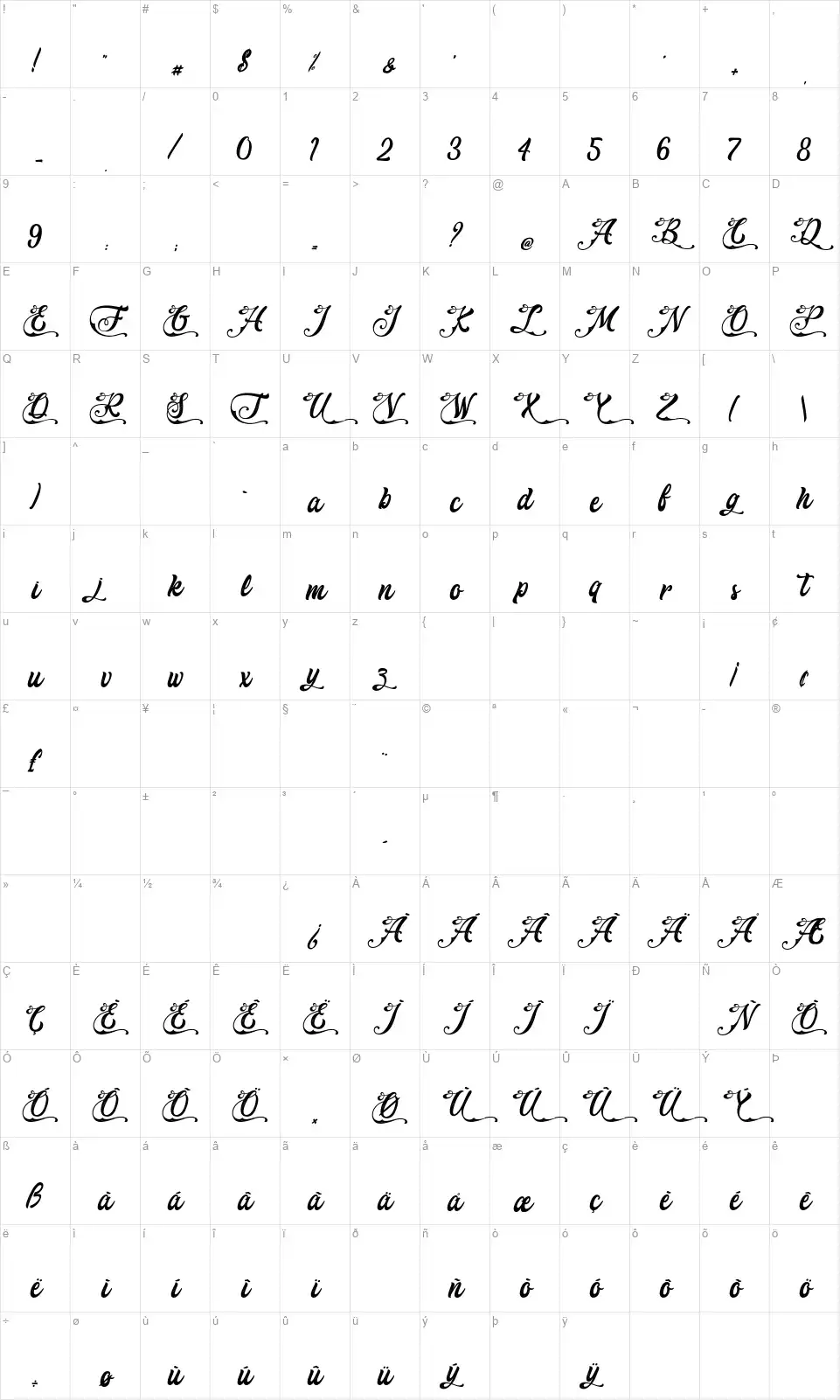 Dark Seventhfont character map