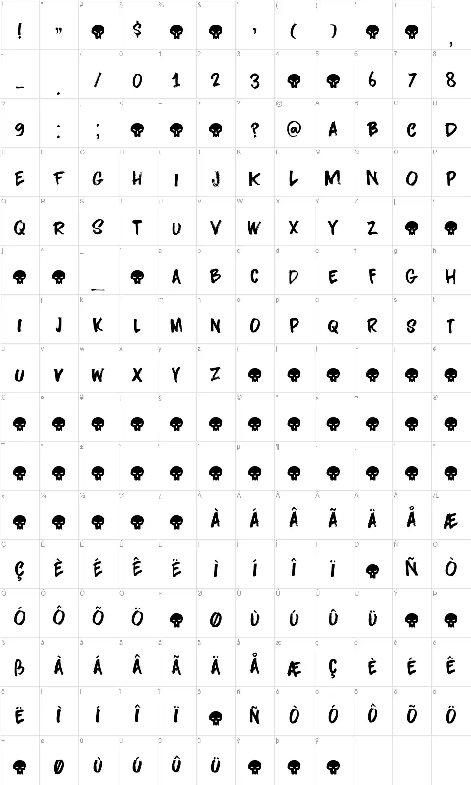 Darkness Risingfont character map