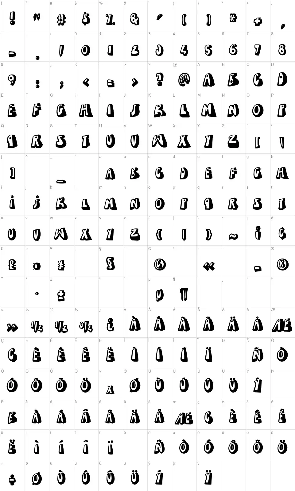 Dead Wallacefont character map