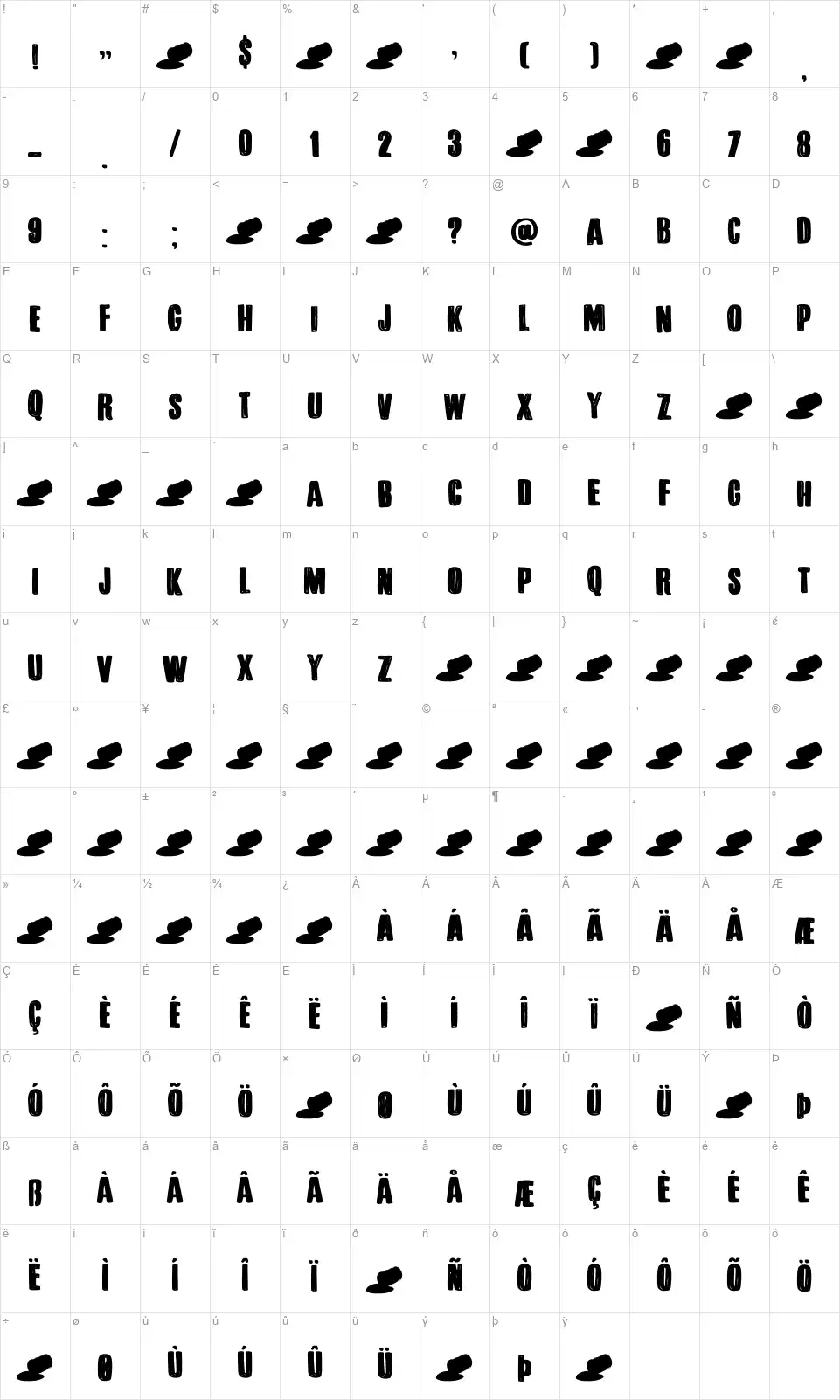 DK Bitumenfont character map