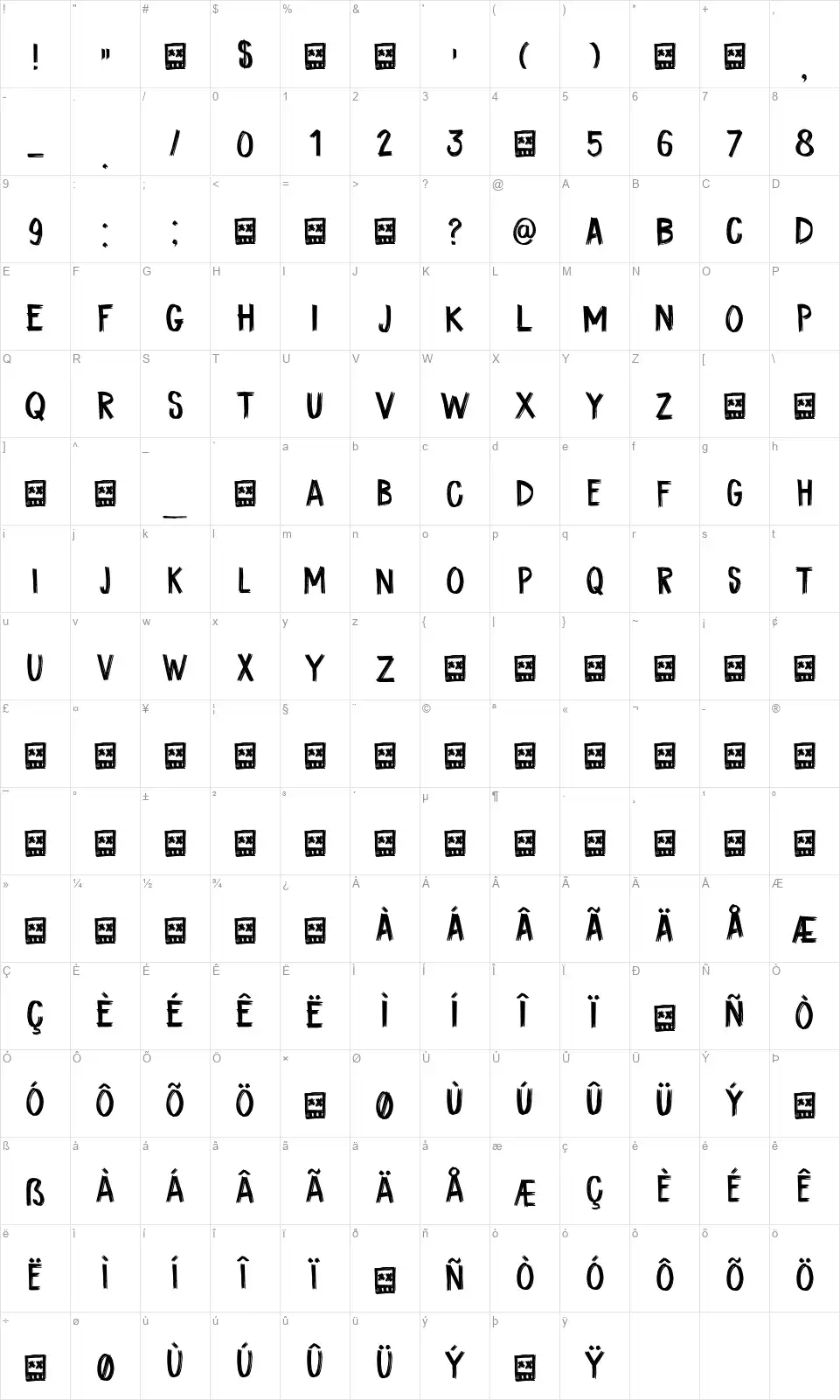 DK Coal Brushfont character map