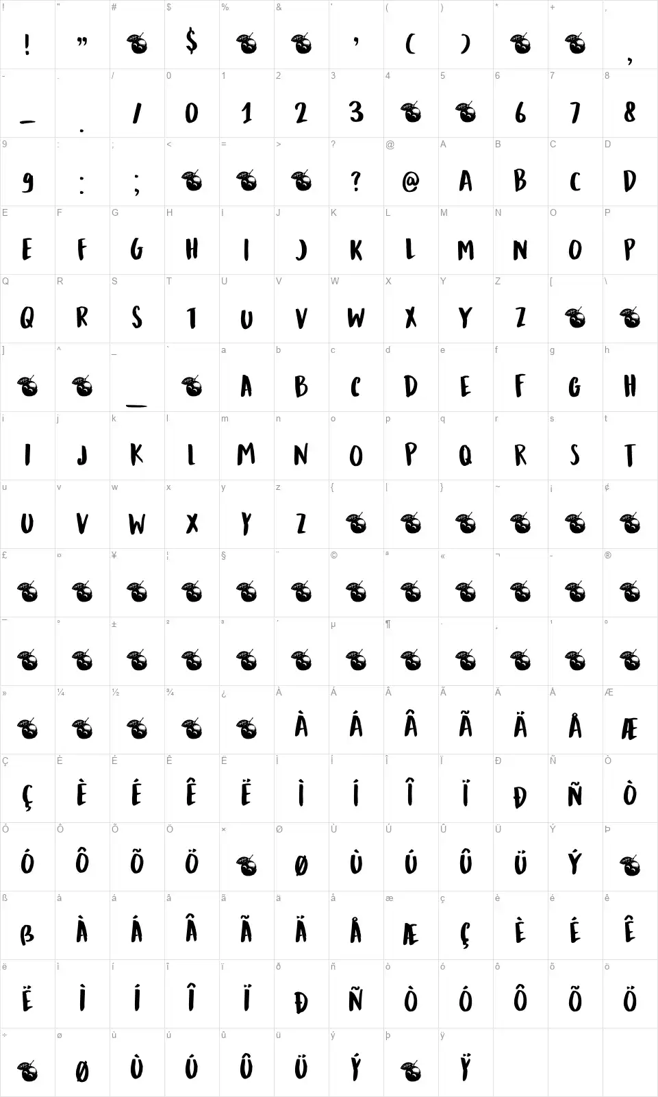 DK Mandarin Whispersfont character map