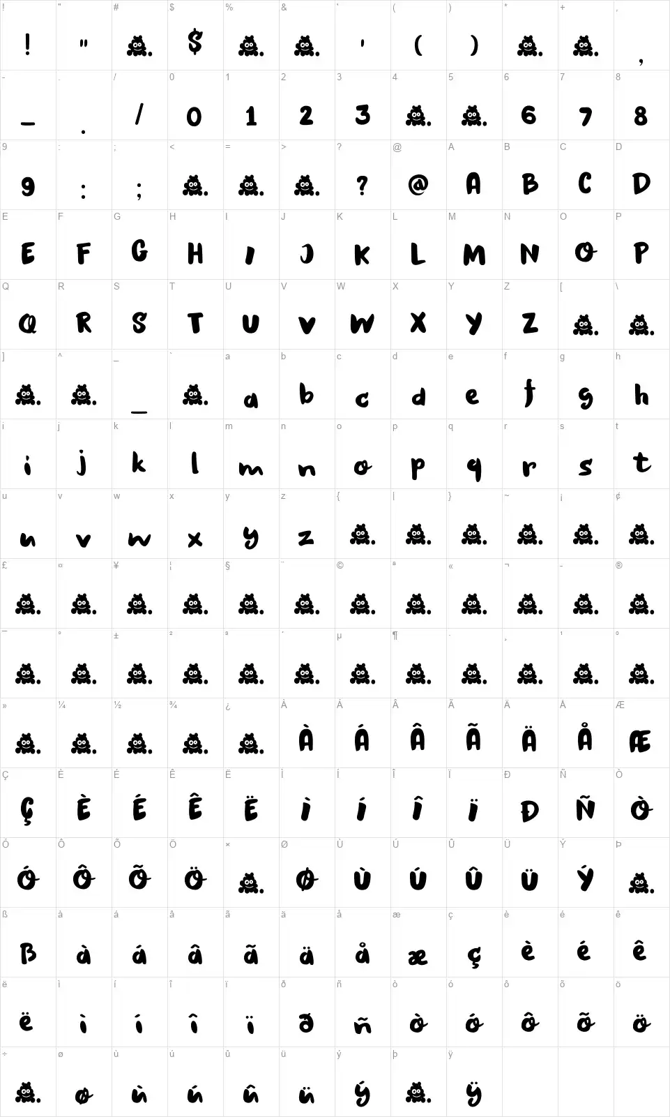 DK Struffolifont character map