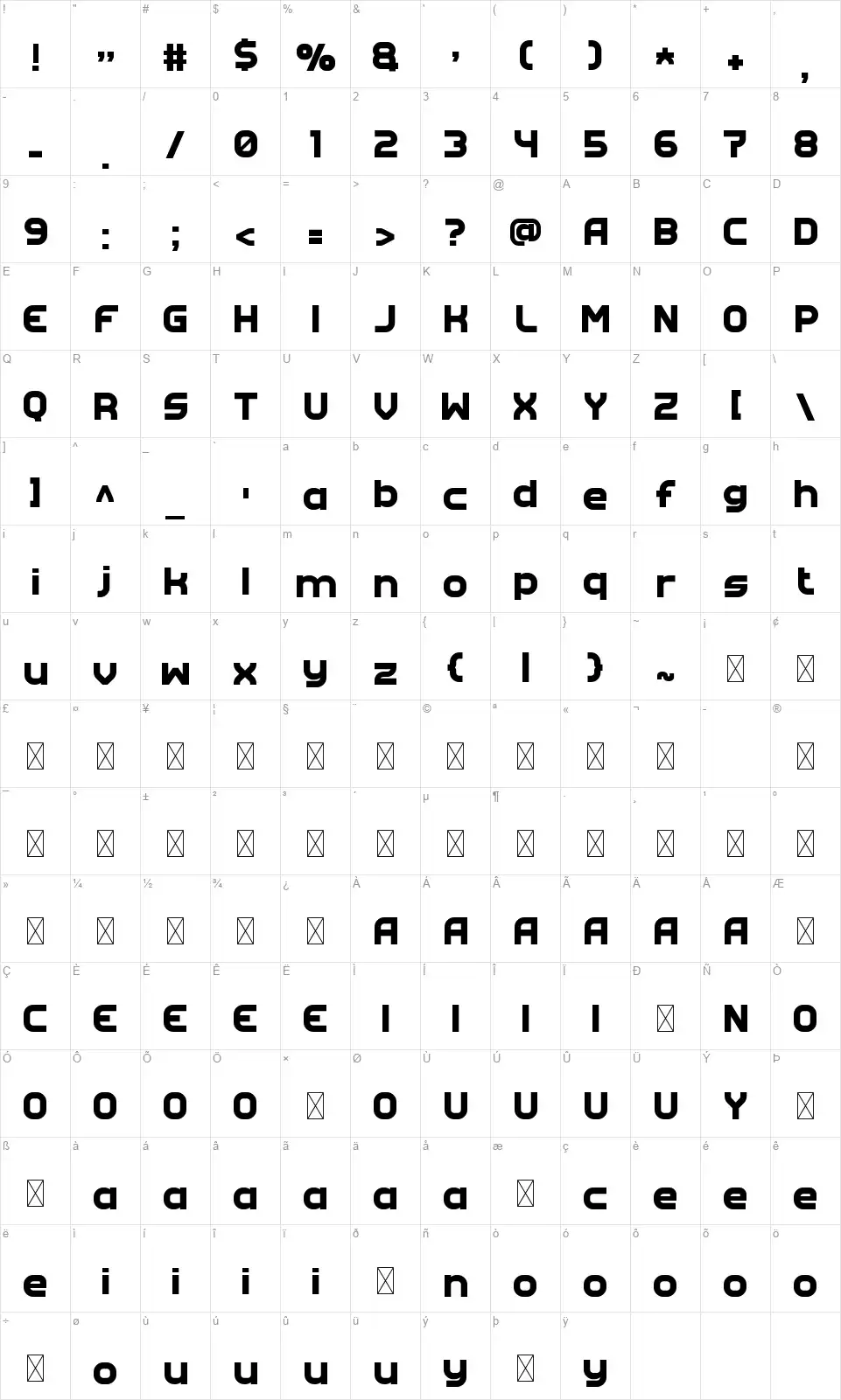 Doitfont character map