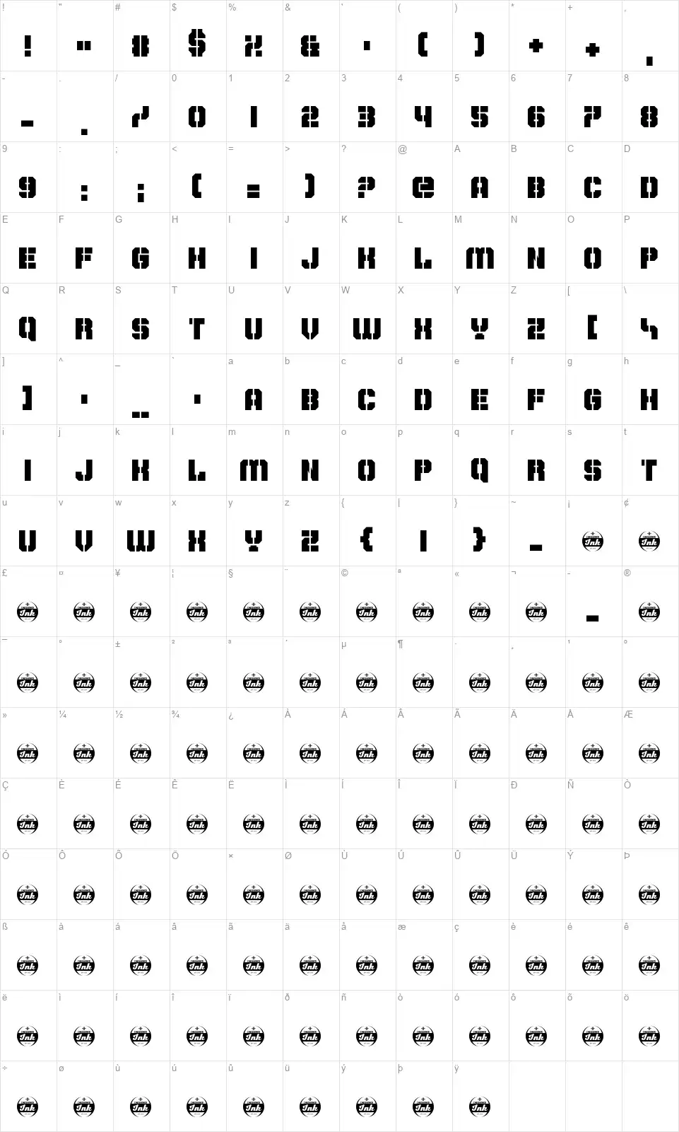 Don't Delay Act Now!font character map