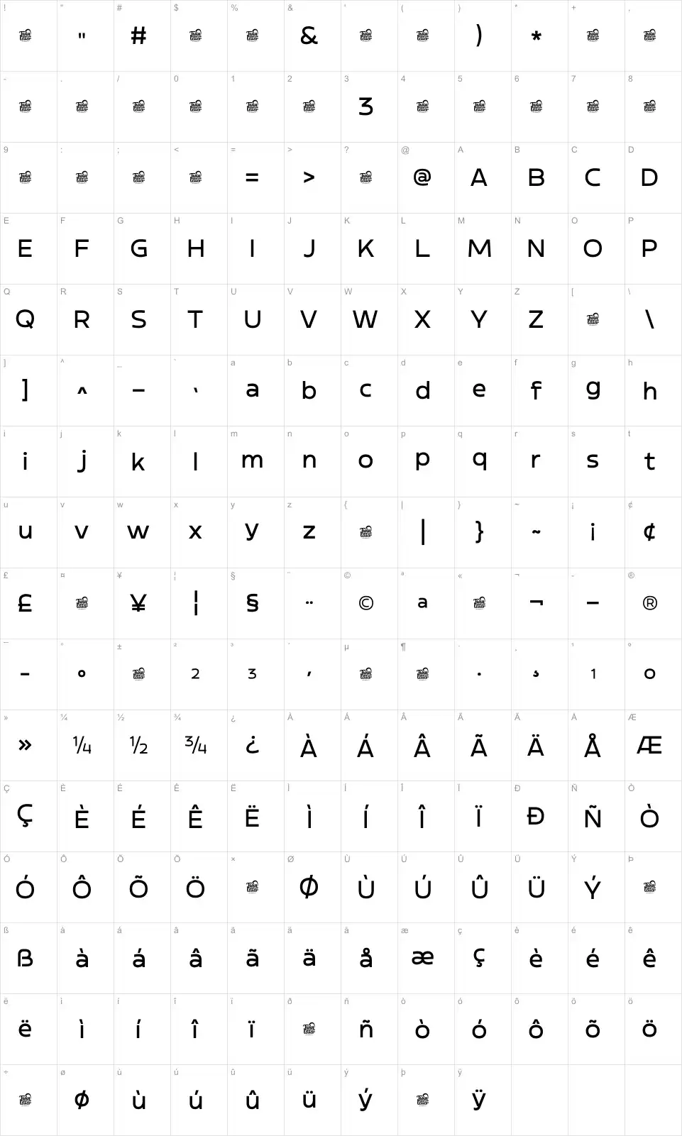 Elegtro Voltfont character map