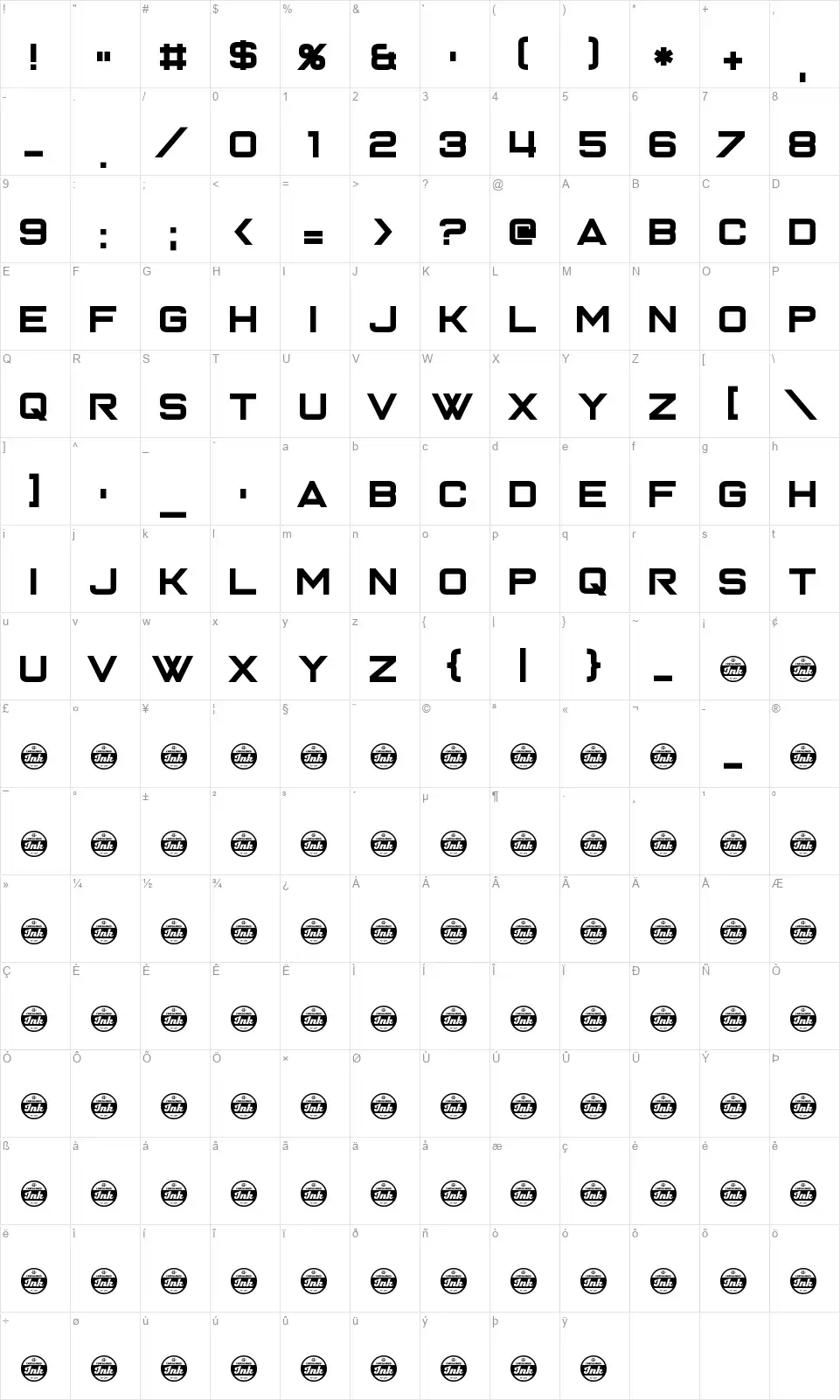 Enter the Grid 2font character map