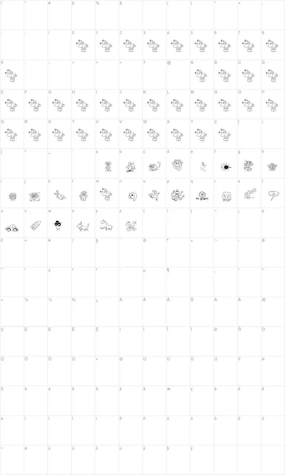 FE Polka Your Eyes Outfont character map