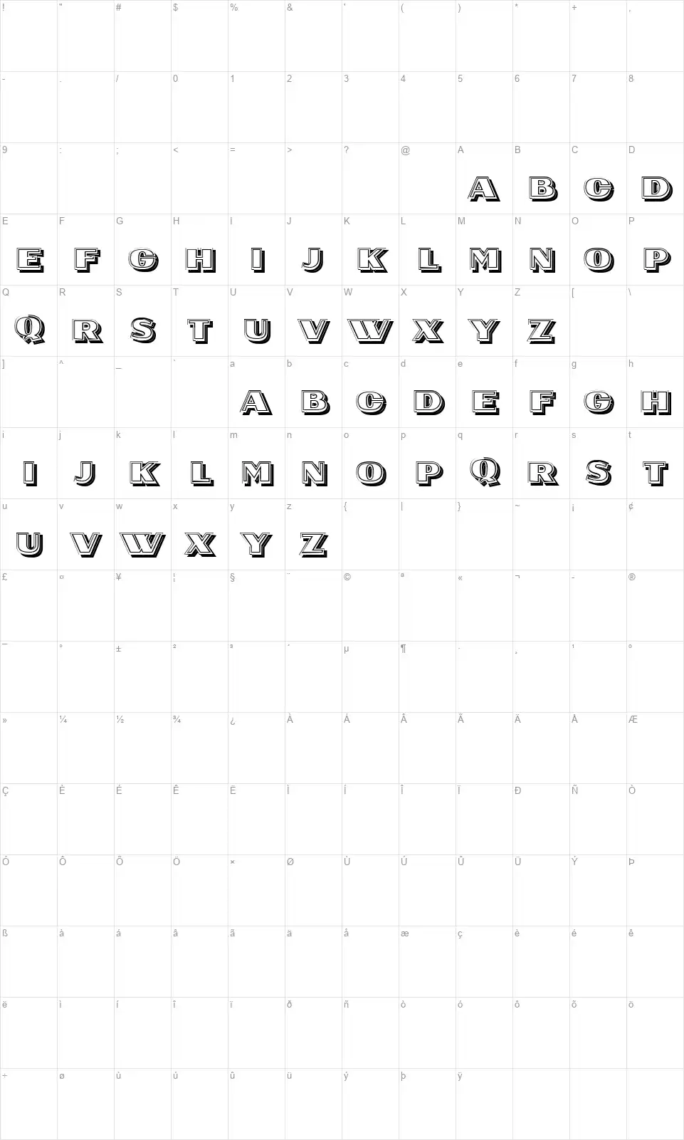 Fill The Roundfont character map