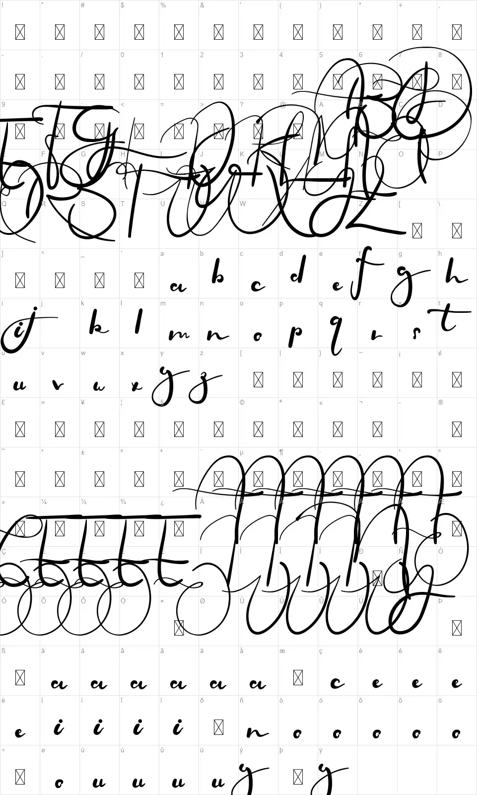 Firlands Housefont character map