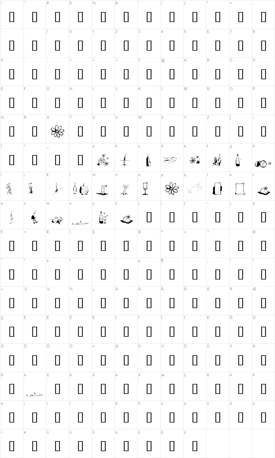Fleur Aux Dentsfont character map