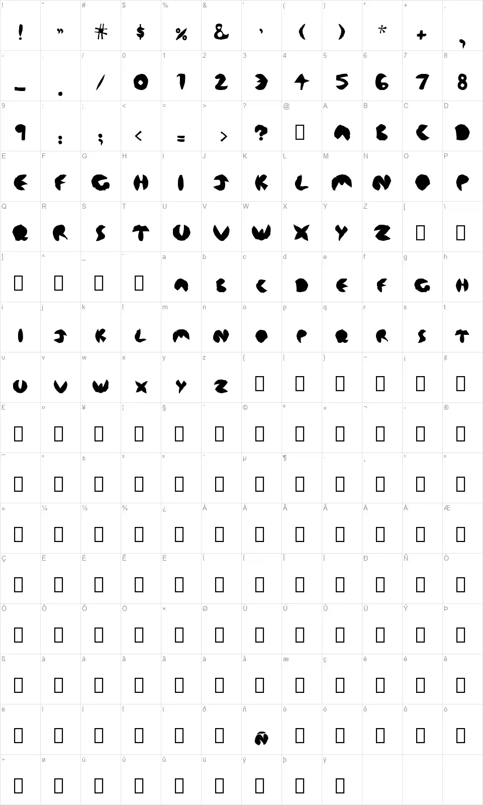 Floresrosxfont character map
