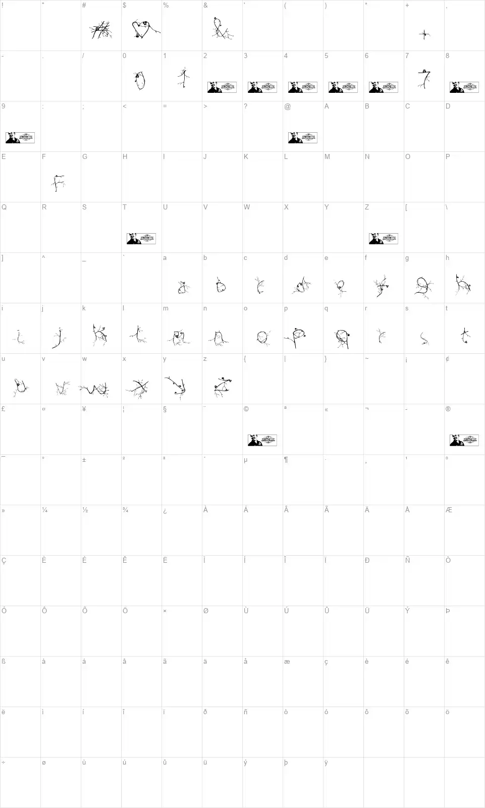 FTF Hutan Rantingeefont character map