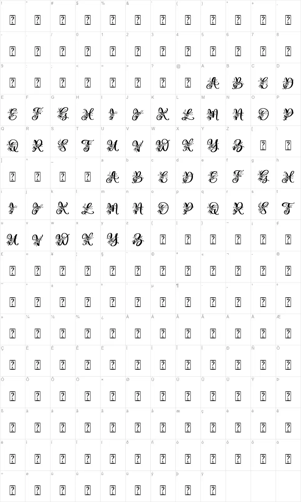 Gesya Monogramfont character map