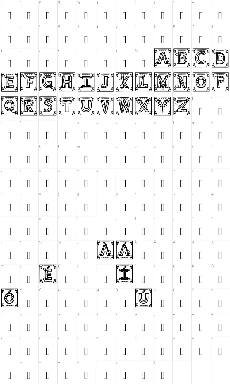 Gotico Suavefont character map
