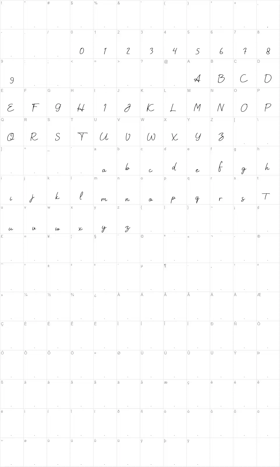Hallysoonfont character map