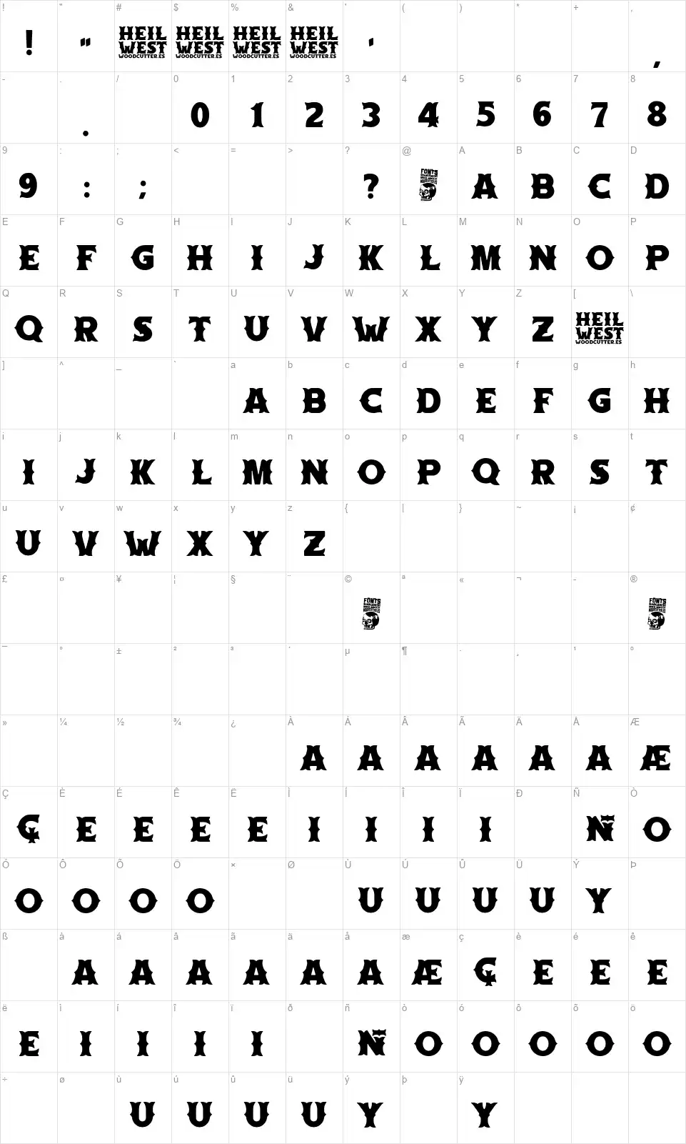 Heil Westfont character map