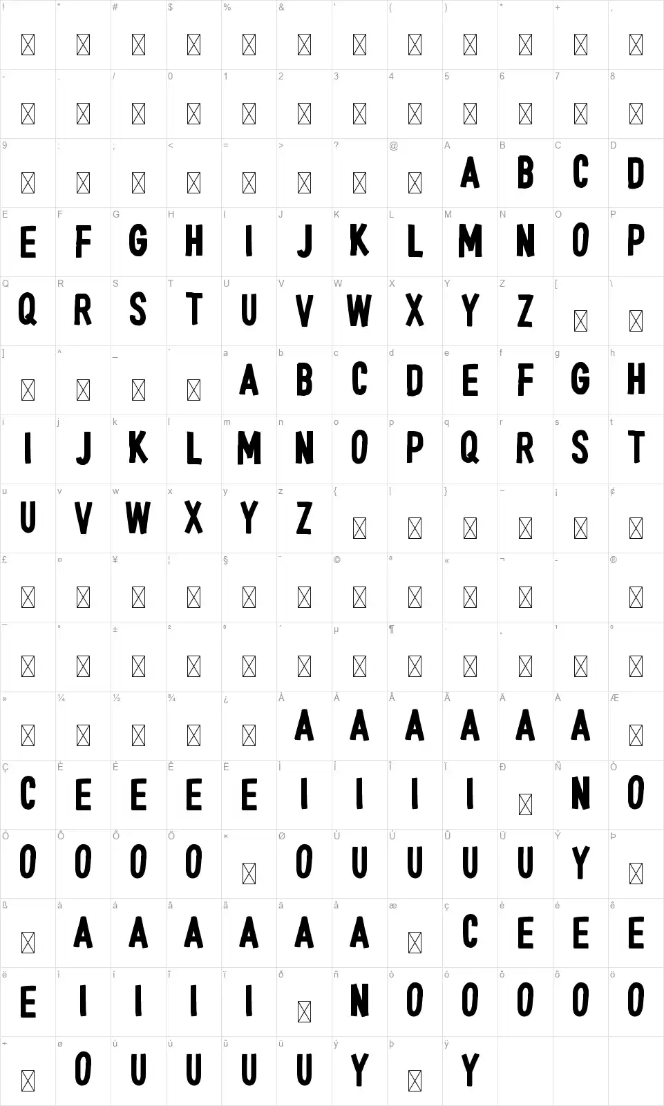 Hello Gorgeous Scriptfont character map