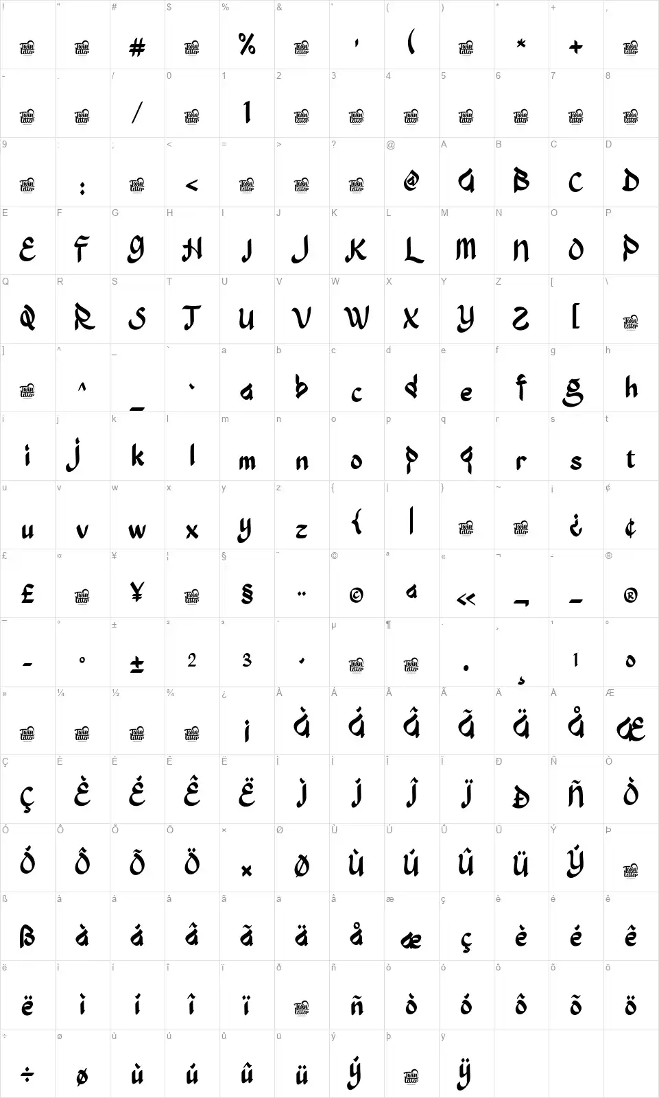 Jaiz Syoeb Zeichentabelle Jaiz Syoebfont character map