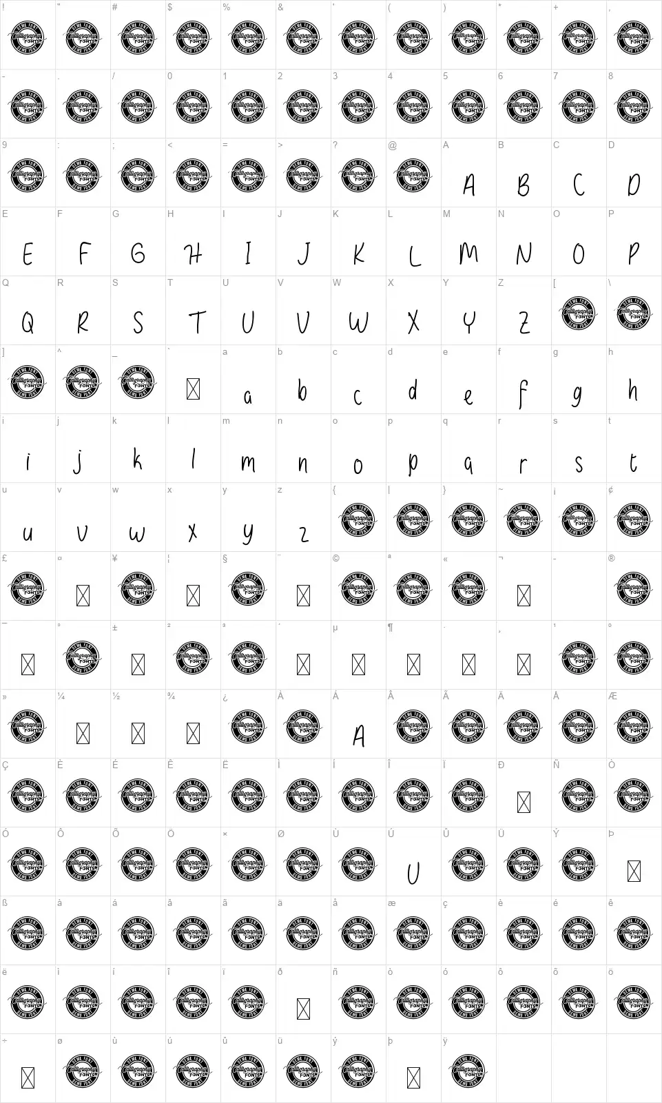 Jajan Gorenganfont character map