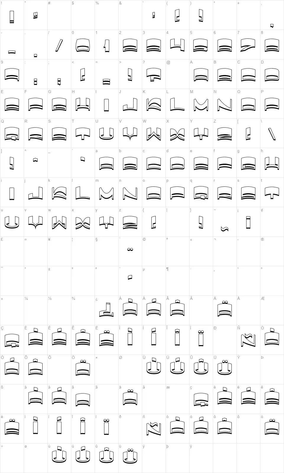 JMH Elixir Shadowfont character map