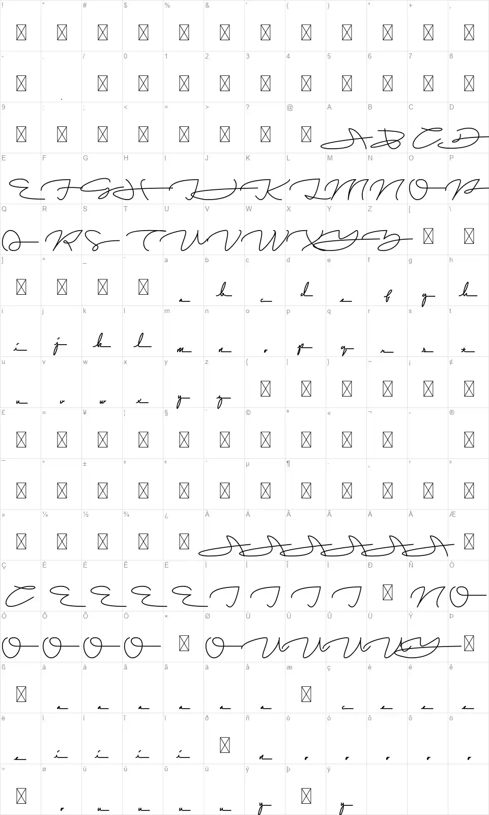 Julliannefont character map